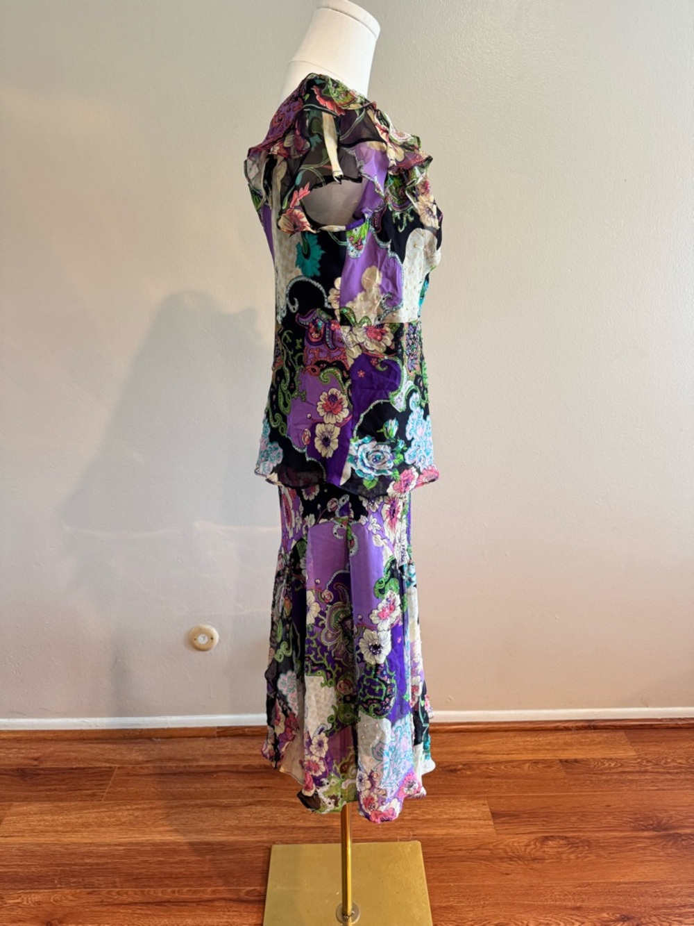 Vintage Late 90s/Early 2000s MIXIT 100% Silk 2-Piece Top and Skirt Set - Picture 4 of 15